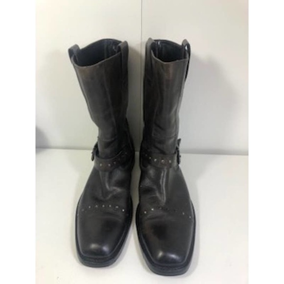 To Boot New York Leather Square Toe Moto Strap Boot Charcoal Mens US 8 main image 3